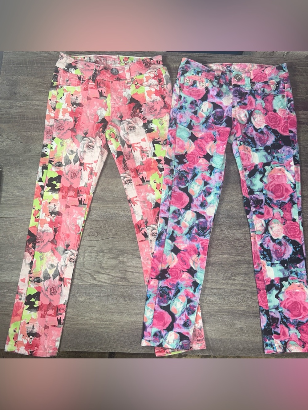 (0003) Girls: 7R Justice Premium Floral Denim Jeans- H4